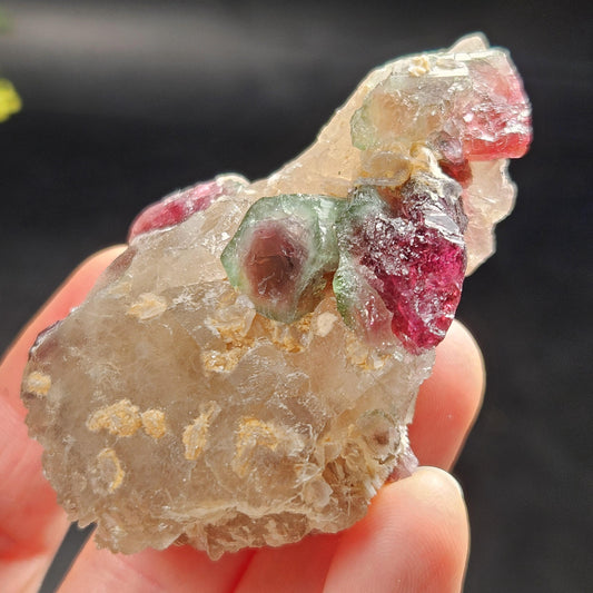 Watermelon Tourmaline on Quartz 74g