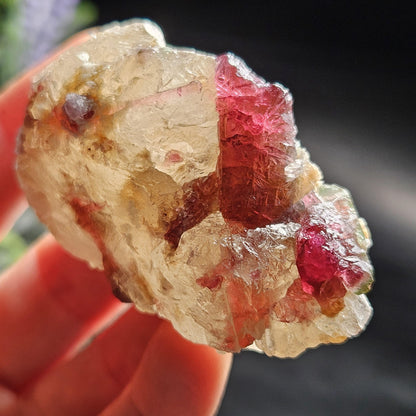 Watermelon Tourmaline on Quartz 74g