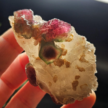 Watermelon Tourmaline on Quartz 74g