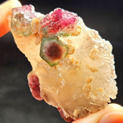 Watermelon Tourmaline on Quartz 74g