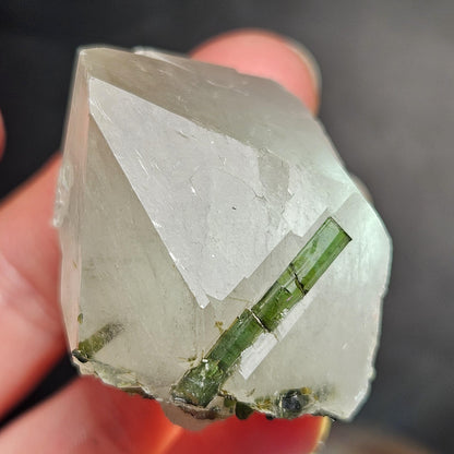 Green Tourmaline in Quartz Crystal 45g, Brazilian Quartz with Tourmaline, Green Tourmaline Specimen, Tourmaline Crystal