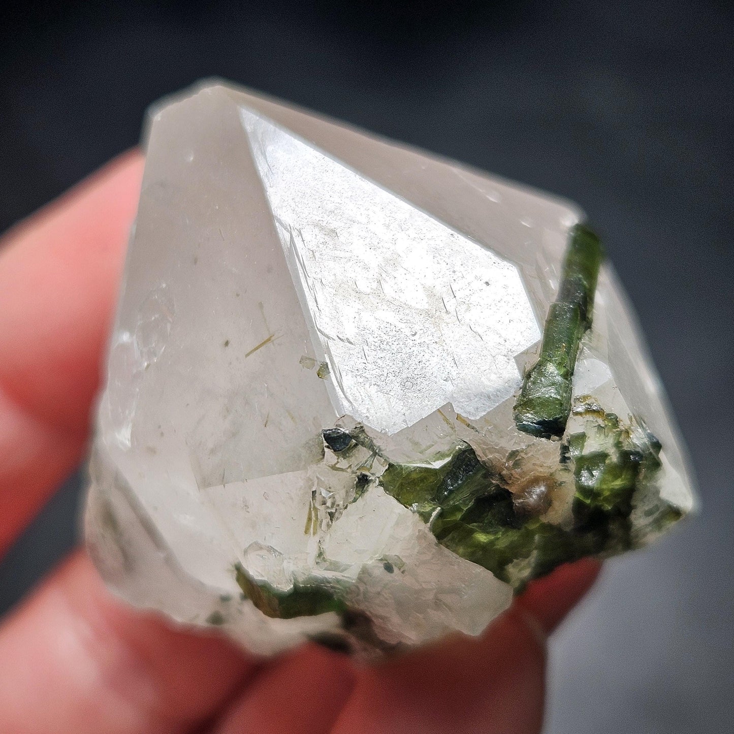 Green Tourmaline in Quartz Crystal 45g, Brazilian Quartz with Tourmaline, Green Tourmaline Specimen, Tourmaline Crystal