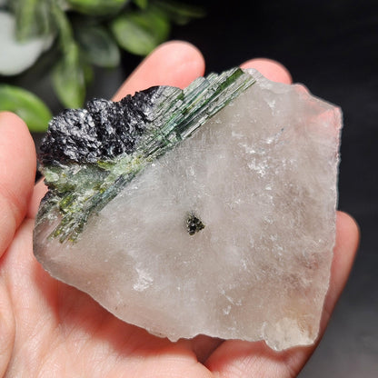 Green Tourmaline in Quartz Crystal 113.89g, Brazilian Quartz with Tourmaline, Green Tourmaline Specimen, Tourmaline Crystal