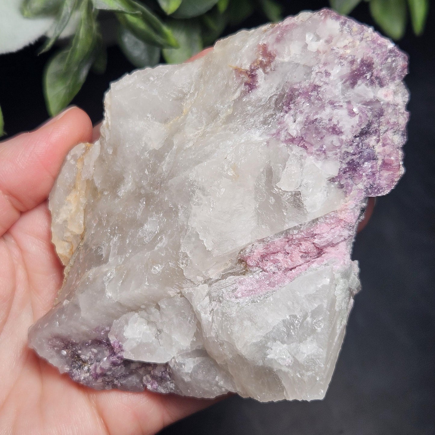 Pink Tourmaline in Lepidolite & Quartz from Brazil 293g, Watermelon Tourmaline, Raw Brazilian Tourmaline Specimen, Lepidolite Crystal