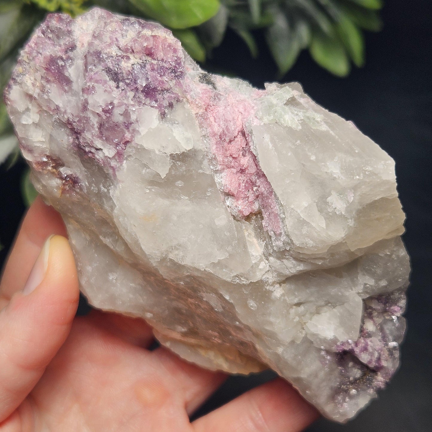 Pink Tourmaline in Lepidolite & Quartz from Brazil 293g, Watermelon Tourmaline, Raw Brazilian Tourmaline Specimen, Lepidolite Crystal