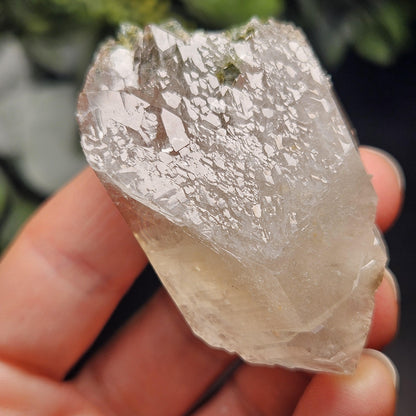 Green Tourmaline in Elestial Quartz Crystal 45g, Brazilian Quartz with Tourmaline, Green Tourmaline Specimen, Tourmaline in Quartz Crystal