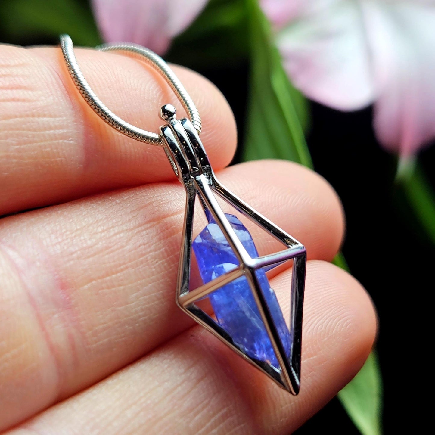 Tanzanite Pendant, Sterling Silver Purple Tanzanite Crystal Necklace, Tanzanite Jewelry
