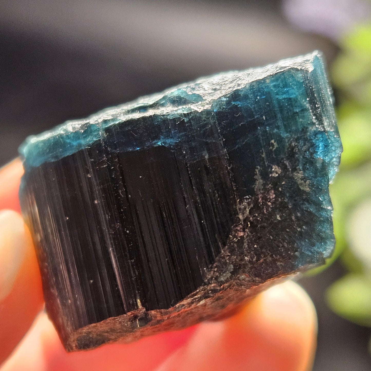 Blue Tourmaline Crystal 47.67g, Indicolite Specimen from Brazil, Blue Indicolite Crystal, Bicolor Tourmaline