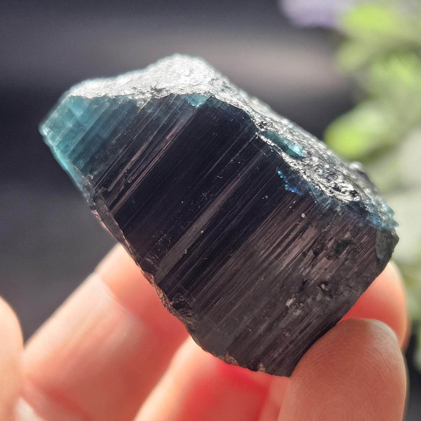 Blue Tourmaline Crystal 47.67g, Indicolite Specimen from Brazil, Blue Indicolite Crystal, Bicolor Tourmaline