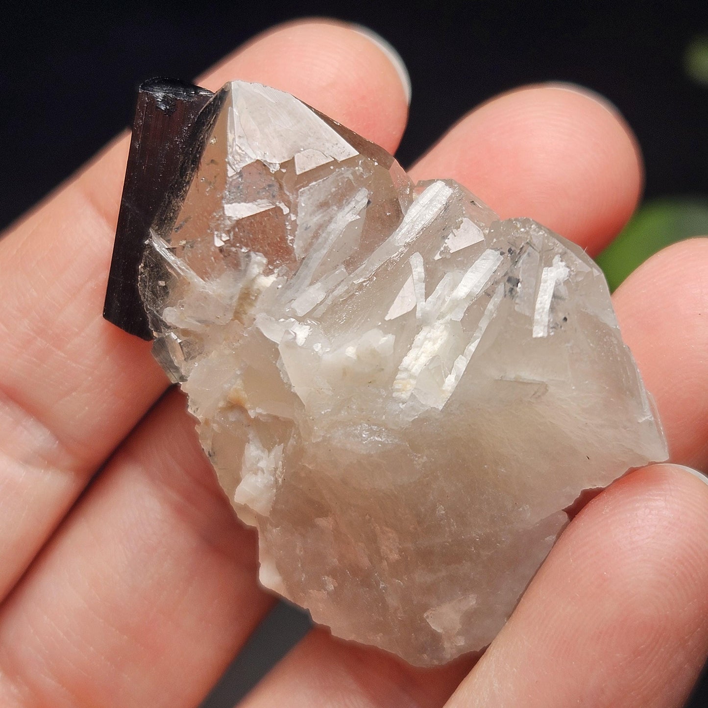 Blue Tourmaline on Quartz Crystal 26.15g, Indicolite Specimen from Brazil, Blue Indicolite Crystal, Tourmaline and Quartz