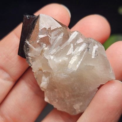 Blue Tourmaline on Quartz Crystal 26.15g, Indicolite Specimen from Brazil, Blue Indicolite Crystal, Tourmaline and Quartz