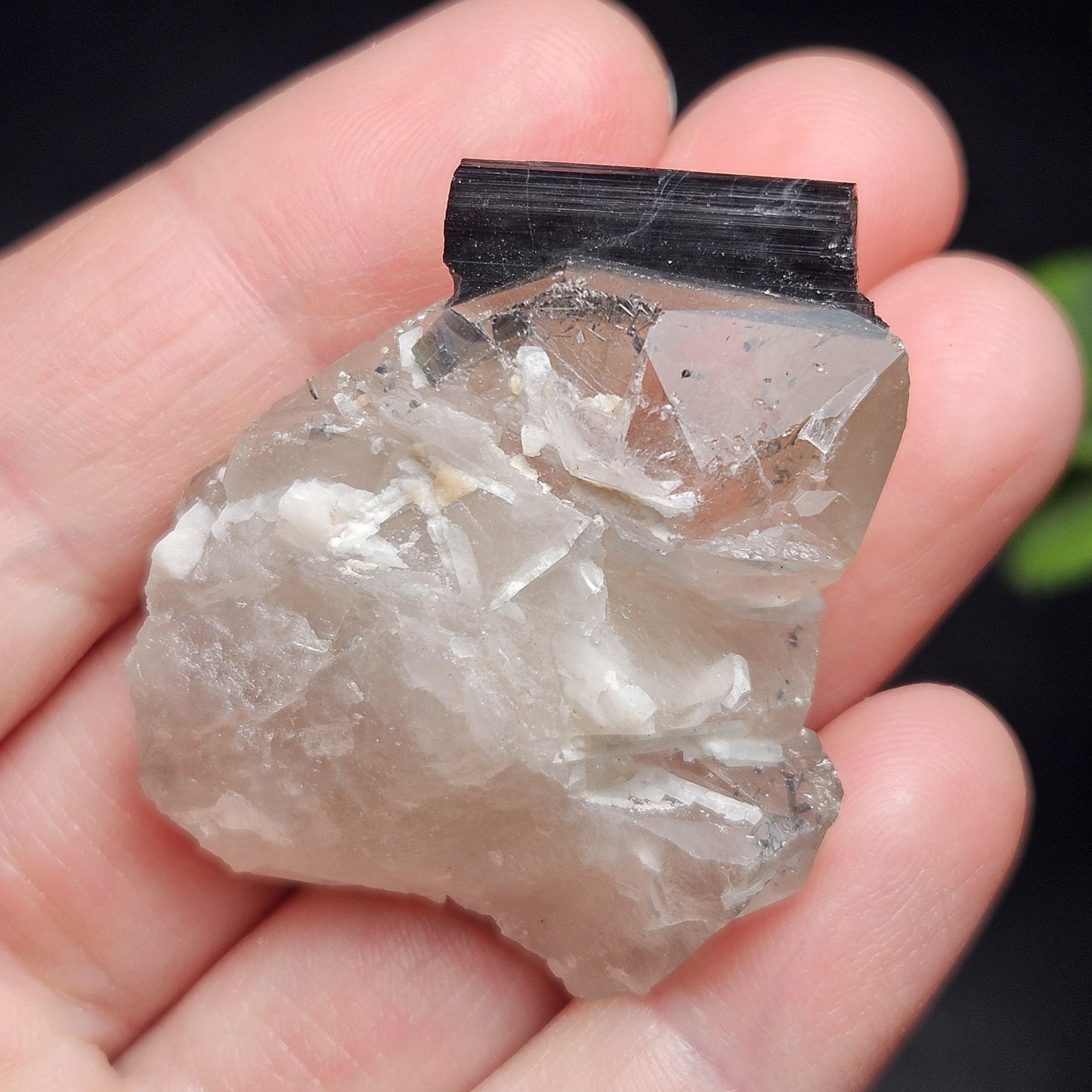 Blue Tourmaline on Quartz Crystal 26.15g, Indicolite Specimen from Brazil, Blue Indicolite Crystal, Tourmaline and Quartz