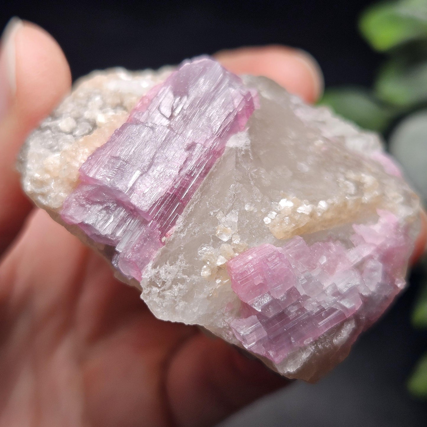 Purple Tourmaline in Quartz from Brazil 187g, Raw Brazilian Tourmaline Specimen, Pink Tourmaline Crystal, Purple Tourmaline Specimen