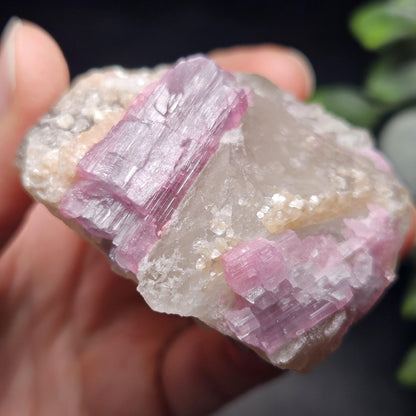 Purple Tourmaline in Quartz from Brazil 187g, Raw Brazilian Tourmaline Specimen, Pink Tourmaline Crystal, Purple Tourmaline Specimen