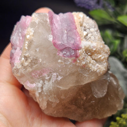 Purple Tourmaline in Quartz from Brazil 187g, Raw Brazilian Tourmaline Specimen, Pink Tourmaline Crystal, Purple Tourmaline Specimen