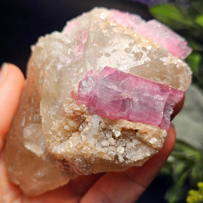 Purple Tourmaline in Quartz from Brazil 187g, Raw Brazilian Tourmaline Specimen, Pink Tourmaline Crystal, Purple Tourmaline Specimen