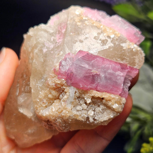 Purple Tourmaline in Quartz from Brazil 187g, Raw Brazilian Tourmaline Specimen, Pink Tourmaline Crystal, Purple Tourmaline Specimen