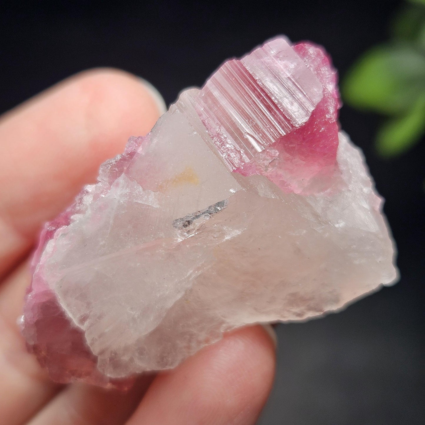 Pink Watermelon Tourmaline in Quartz from Brazil 29.64g, Raw Brazilian Tourmaline Specimen, Pink Tourmaline Crystal