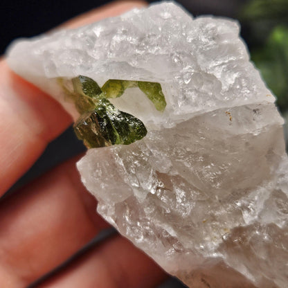 Green Tourmaline in Quartz Crystal 76.77g, Brazilian Quartz with Tourmaline, Green Tourmaline Specimen, Tourmaline in Quartz Crystal