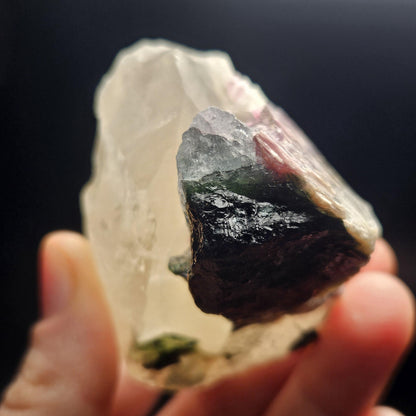 Blue Green Tourmaline in Quartz from Brazil 143.43g, Blue Black Green & Pink Raw Brazilian Tourmaline Specimen, Pink Tourmaline Crystal