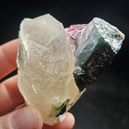 Blue Green Tourmaline in Quartz from Brazil 143.43g, Blue Black Green & Pink Raw Brazilian Tourmaline Specimen, Pink Tourmaline Crystal