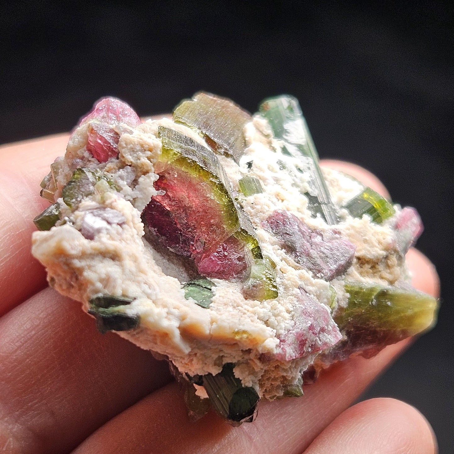 Watermelon Tourmaline Crystal Specimen 43.05g, Brazilian Quartz with Tourmaline, Pink Tourmaline Specimen, Green Tourmaline Crystal