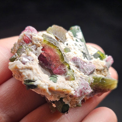 Watermelon Tourmaline Crystal Specimen 43.05g, Brazilian Quartz with Tourmaline, Pink Tourmaline Specimen, Green Tourmaline Crystal