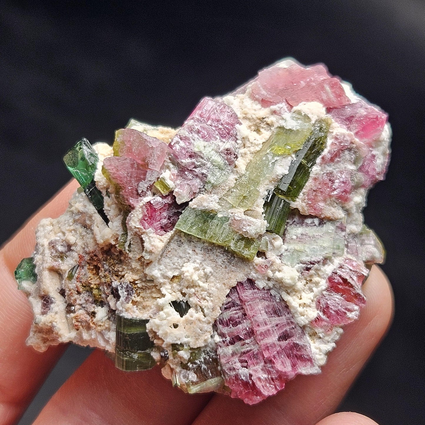 Watermelon Tourmaline Crystal Specimen 43.05g, Brazilian Quartz with Tourmaline, Pink Tourmaline Specimen, Green Tourmaline Crystal