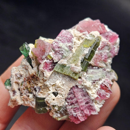 Watermelon Tourmaline Crystal Specimen 43.05g, Brazilian Quartz with Tourmaline, Pink Tourmaline Specimen, Green Tourmaline Crystal