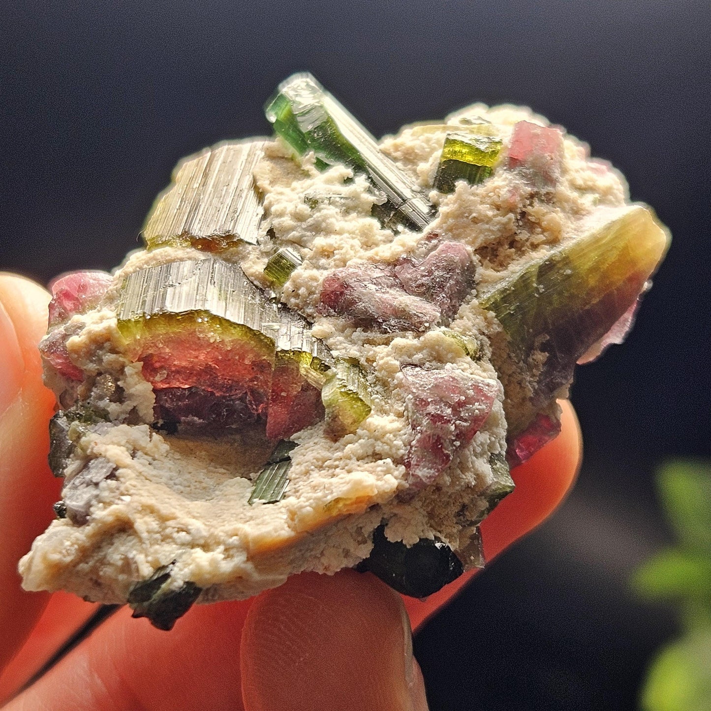 Watermelon Tourmaline Crystal Specimen 43.05g, Brazilian Quartz with Tourmaline, Pink Tourmaline Specimen, Green Tourmaline Crystal
