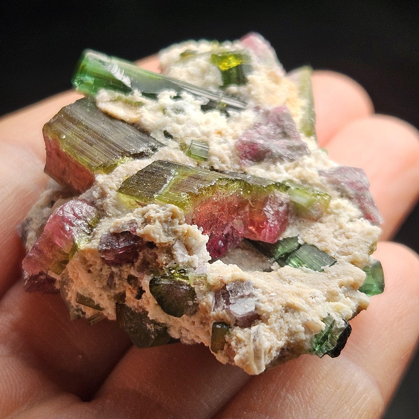 Watermelon Tourmaline Crystal Specimen 43.05g, Brazilian Quartz with Tourmaline, Pink Tourmaline Specimen, Green Tourmaline Crystal