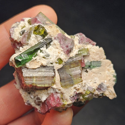 Watermelon Tourmaline Crystal Specimen 43.05g, Brazilian Quartz with Tourmaline, Pink Tourmaline Specimen, Green Tourmaline Crystal