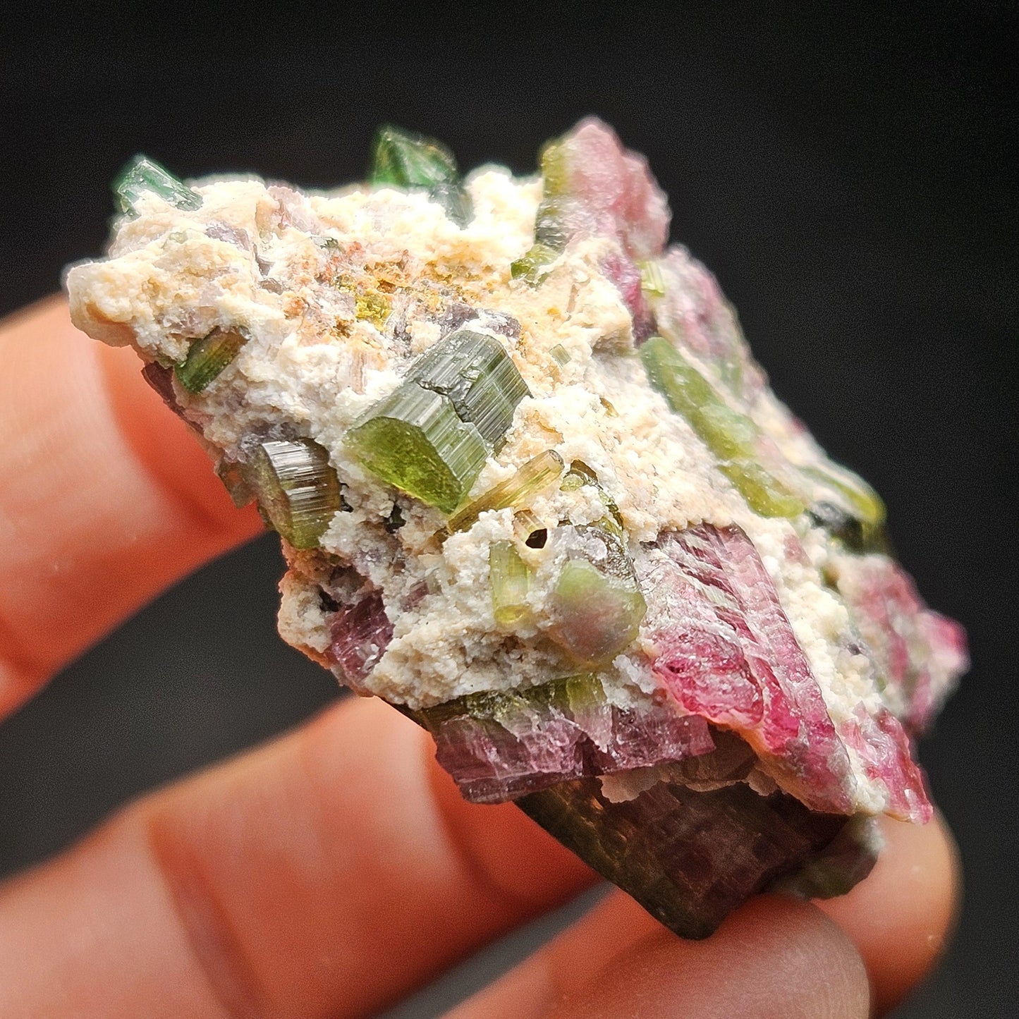 Watermelon Tourmaline Crystal Specimen 43.05g, Brazilian Quartz with Tourmaline, Pink Tourmaline Specimen, Green Tourmaline Crystal