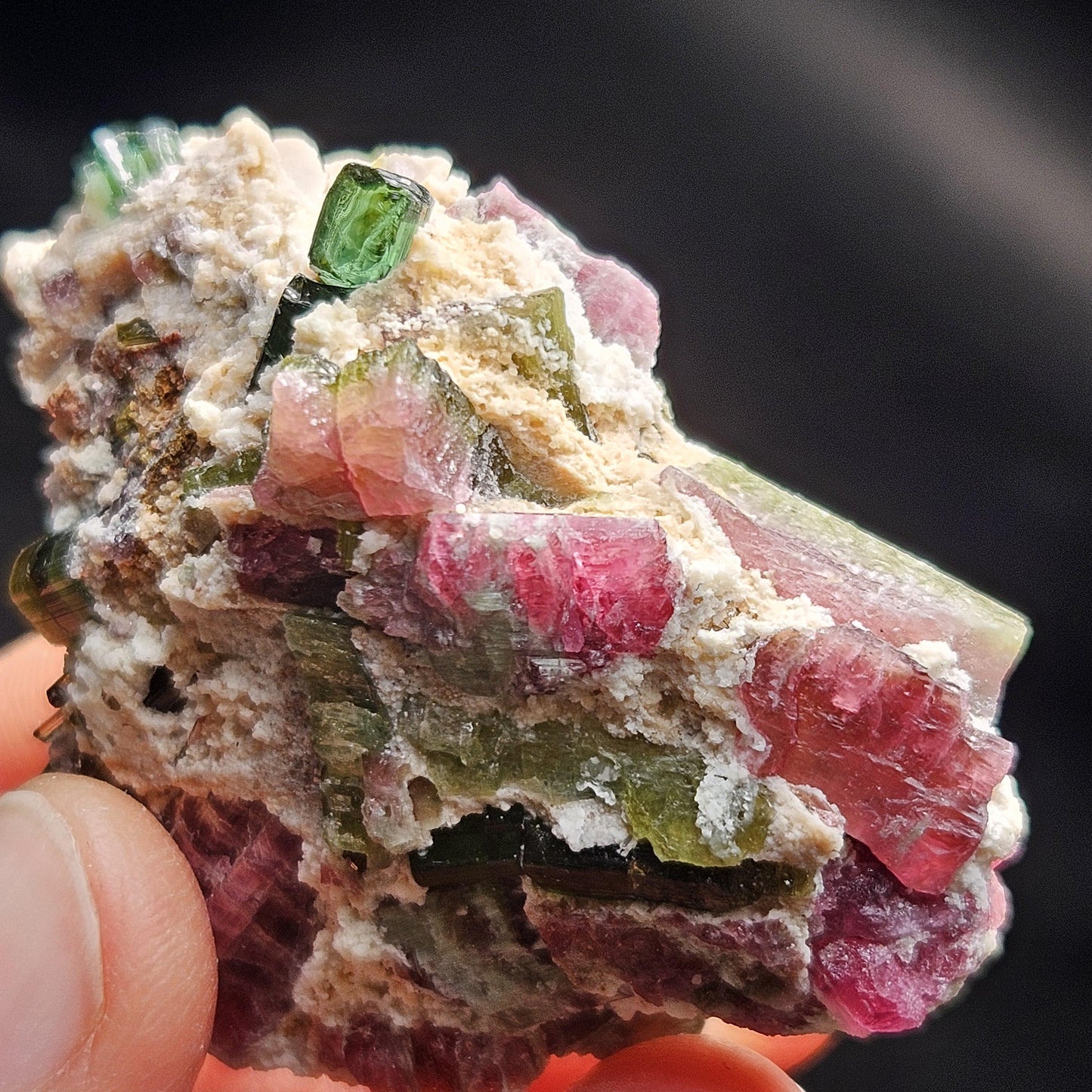 Watermelon Tourmaline Crystal Specimen 43.05g, Brazilian Quartz with Tourmaline, Pink Tourmaline Specimen, Green Tourmaline Crystal