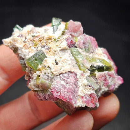 Watermelon Tourmaline Crystal Specimen 43.05g, Brazilian Quartz with Tourmaline, Pink Tourmaline Specimen, Green Tourmaline Crystal