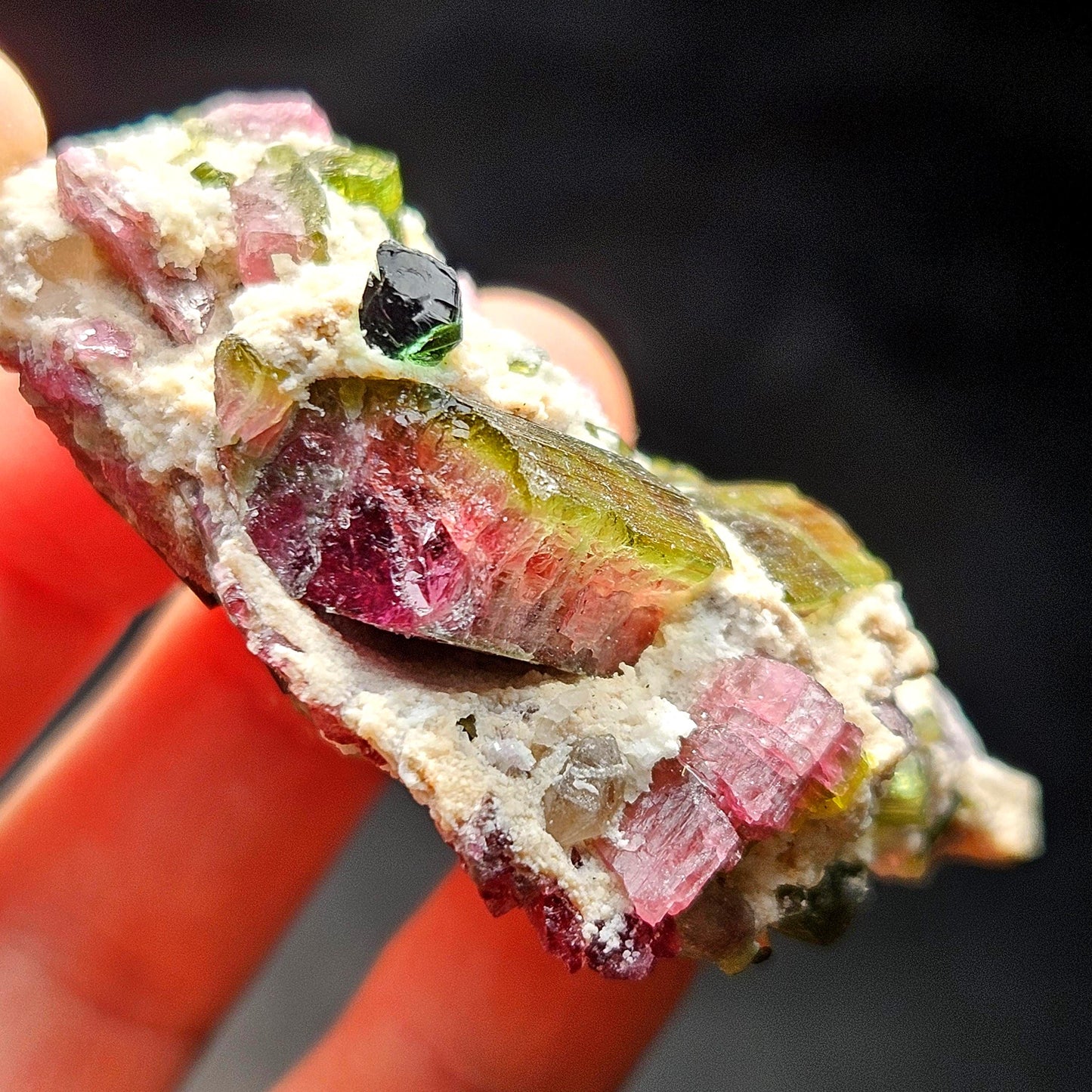 Watermelon Tourmaline Crystal Specimen 43.05g, Brazilian Quartz with Tourmaline, Pink Tourmaline Specimen, Green Tourmaline Crystal