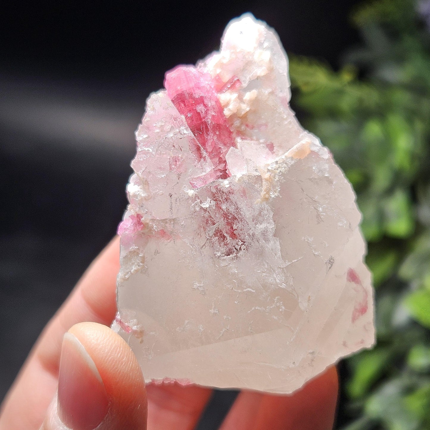 Bubblegum Pink Tourmaline in Quartz from Brazil 121.67g, Raw Brazilian Tourmaline Specimen, Pink Tourmaline Crystal