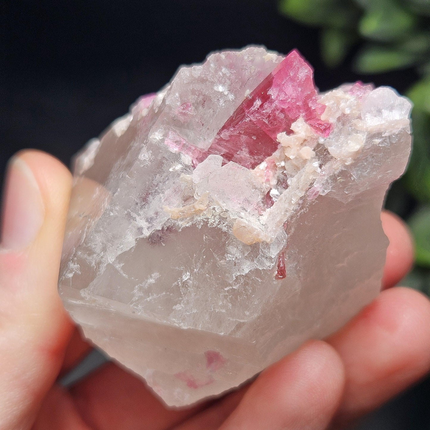 Bubblegum Pink Tourmaline in Quartz from Brazil 121.67g, Raw Brazilian Tourmaline Specimen, Pink Tourmaline Crystal