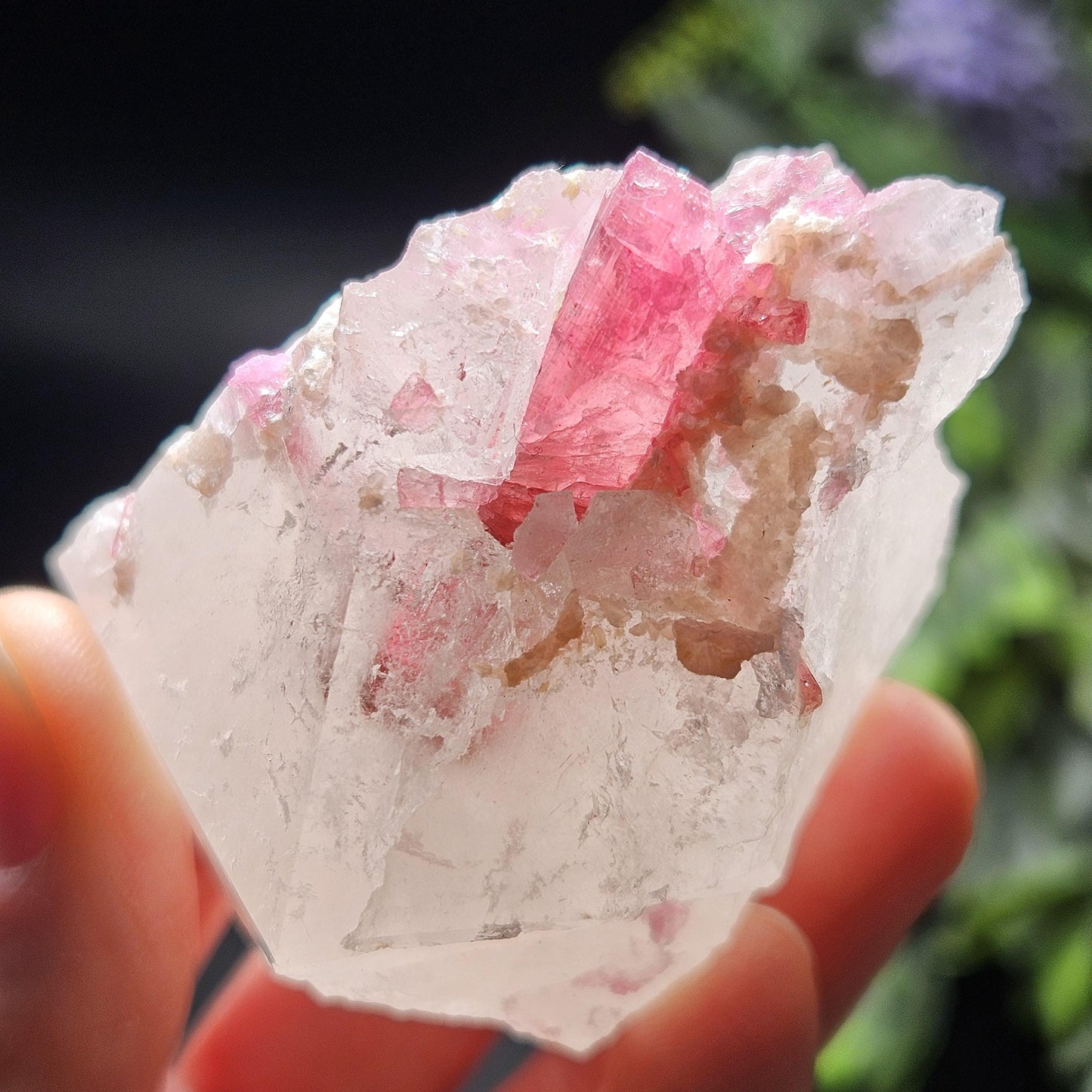 Bubblegum Pink Tourmaline in Quartz from Brazil 121.67g, Raw Brazilian Tourmaline Specimen, Pink Tourmaline Crystal