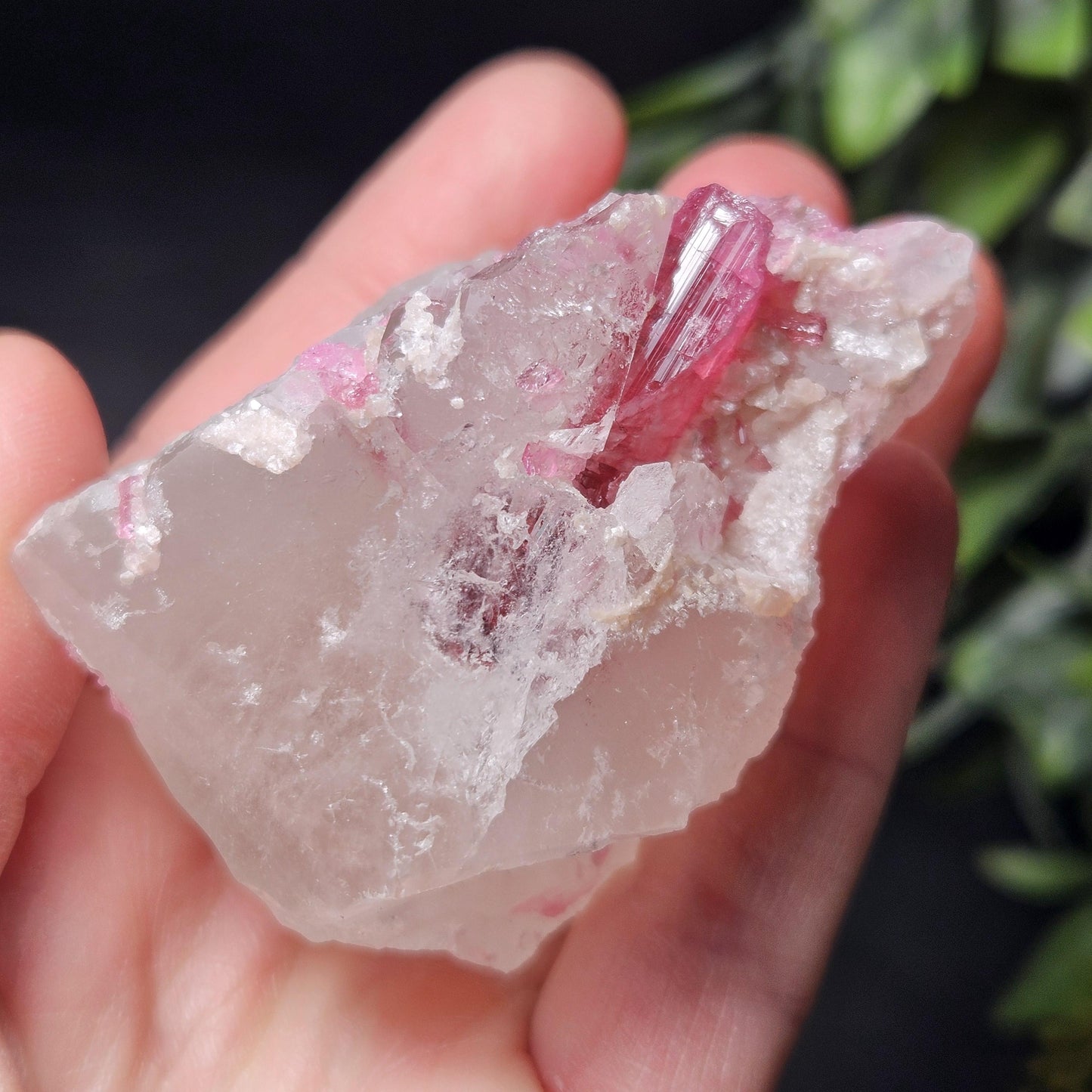 Bubblegum Pink Tourmaline in Quartz from Brazil 121.67g, Raw Brazilian Tourmaline Specimen, Pink Tourmaline Crystal