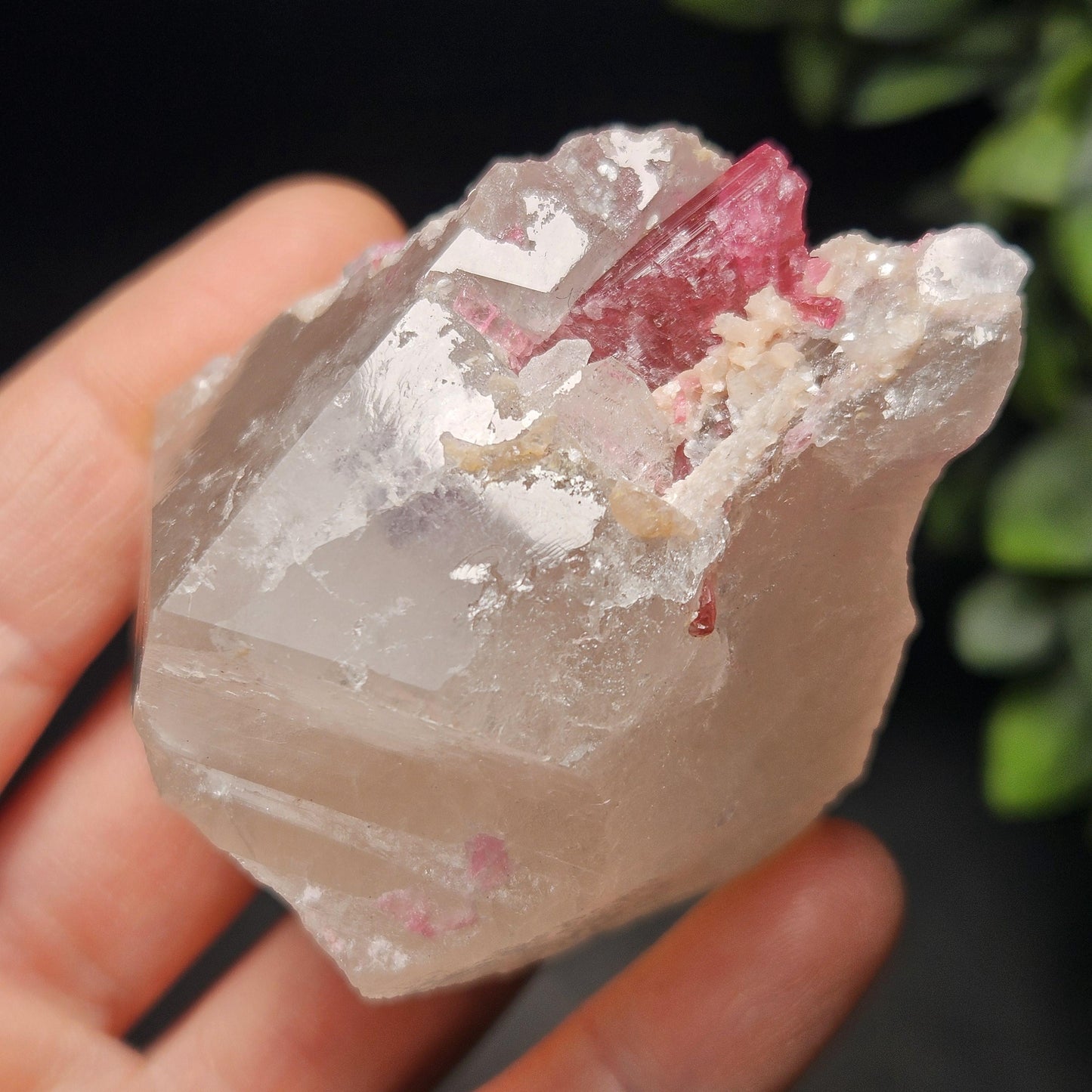 Bubblegum Pink Tourmaline in Quartz from Brazil 121.67g, Raw Brazilian Tourmaline Specimen, Pink Tourmaline Crystal