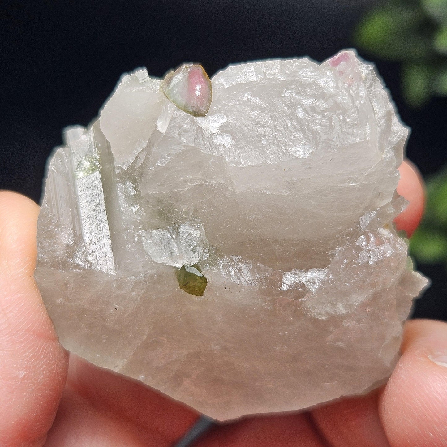 Watermelon Tourmaline on Quartz 50.28g