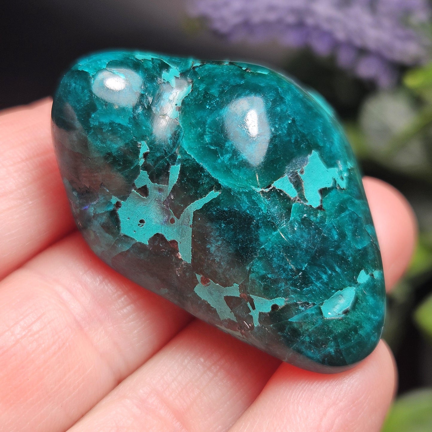 Polished Dioptase Crystal from the Congo 33.76g, Congo Dioptase Specimen, DRC Dioptase Crystal