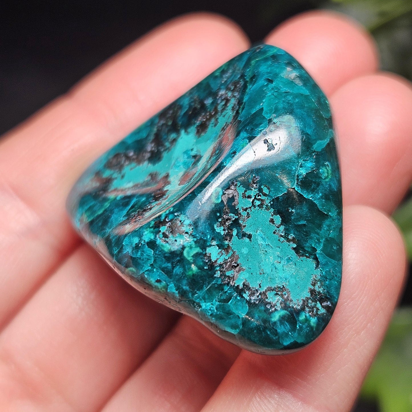 Polished Dioptase Crystal from the Congo 33.76g, Congo Dioptase Specimen, DRC Dioptase Crystal