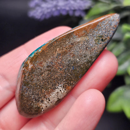 Polished Dioptase in Quartz Crystal 35.88g, Congo Dioptase Specimen, DRC Dioptase Crystal