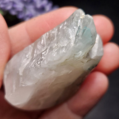 Ajoite Phantom in Quartz Specimen 50.87g, Polished Ajoite Crystal, Ajoite from South Africa Messina Mine, Blue Ajoite Phantom