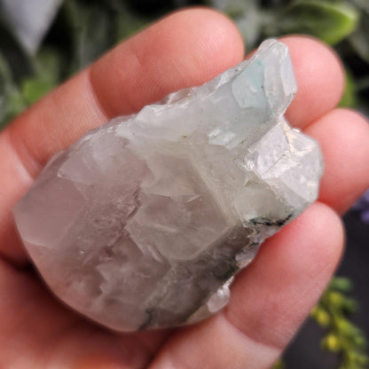 Ajoite Phantom in Quartz Specimen 50.87g, Polished Ajoite Crystal, Ajoite from South Africa Messina Mine, Blue Ajoite Phantom