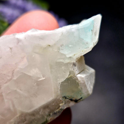 Ajoite Phantom in Quartz Specimen 50.87g, Polished Ajoite Crystal, Ajoite from South Africa Messina Mine, Blue Ajoite Phantom