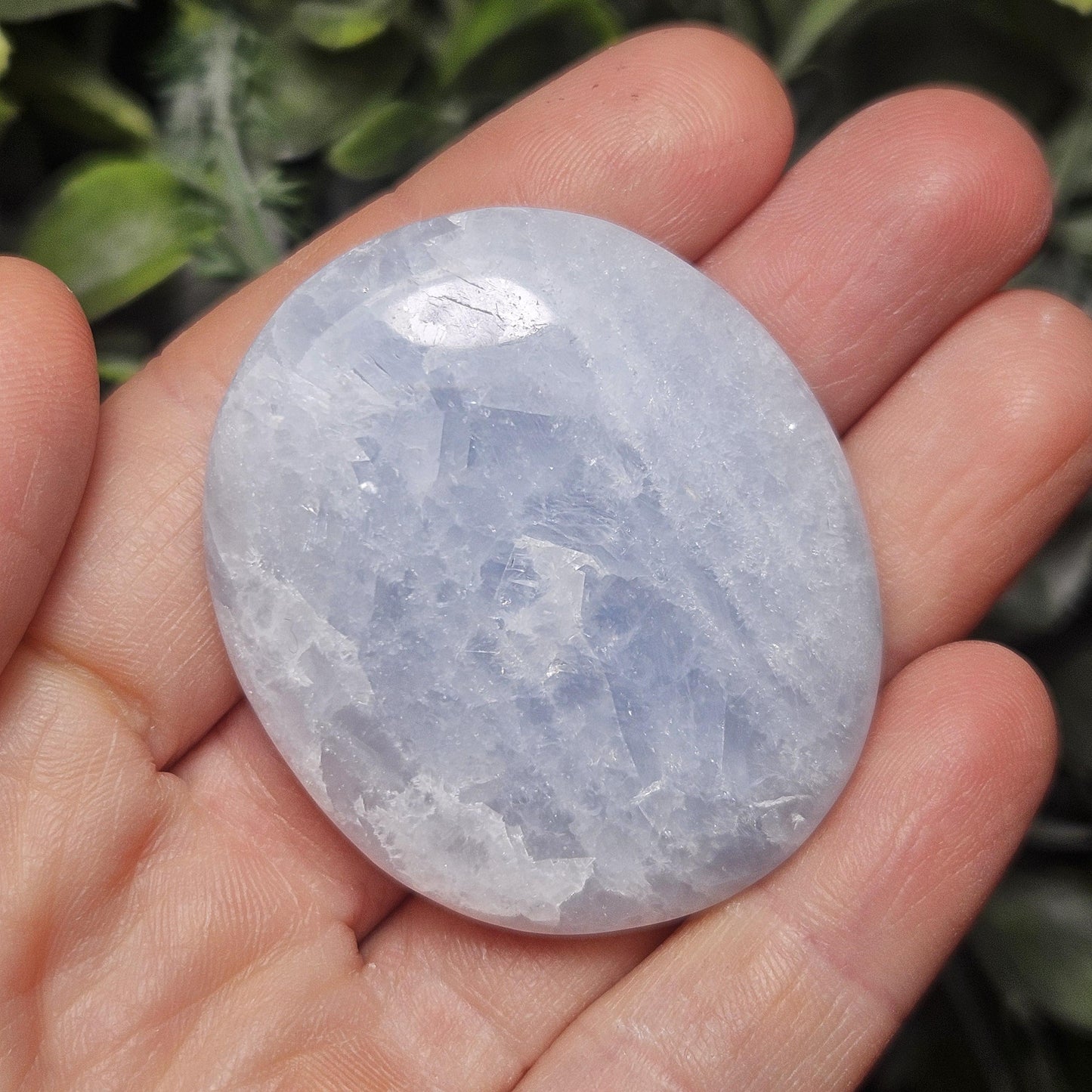 Blue Calcite Palm Stone 1.5"+, Sky Blue Calcite Polished, Blue Calcite Crystal, Polished Blue Calcite
