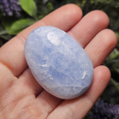 Blue Calcite Palm Stone 1.5"+, Sky Blue Calcite Polished, Blue Calcite Crystal, Polished Blue Calcite